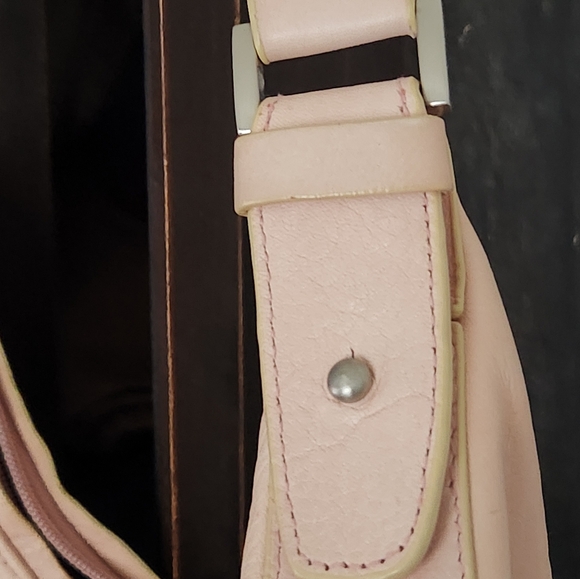 STONE AND CO BLUSH LEATHER SHOULDER BAG 8" STRAP DROP MEASURES 12", 8" H,  2" D - Picture 5 of 5